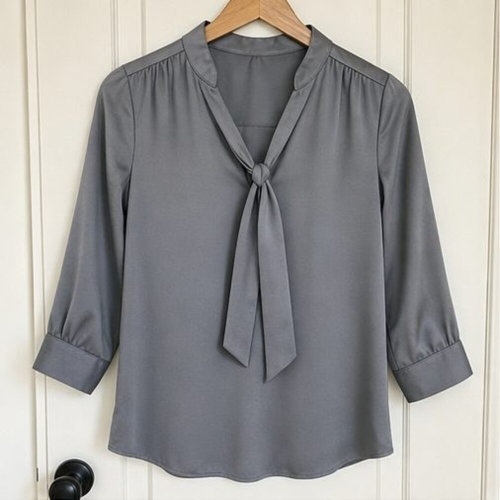 Gray Pleated Blouse